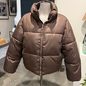Old Navy Mock-Neck Faux leather puffer jacket